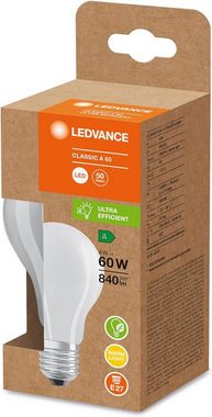 Ledvance LED-Leuchtmittel Stromsparlampe Energieffizienz 4W=60W Warmweiß Glühbirne 1er-Pack, E27, 1 St., Warmweiss, Energieeffizienz und stromsparend,3000K