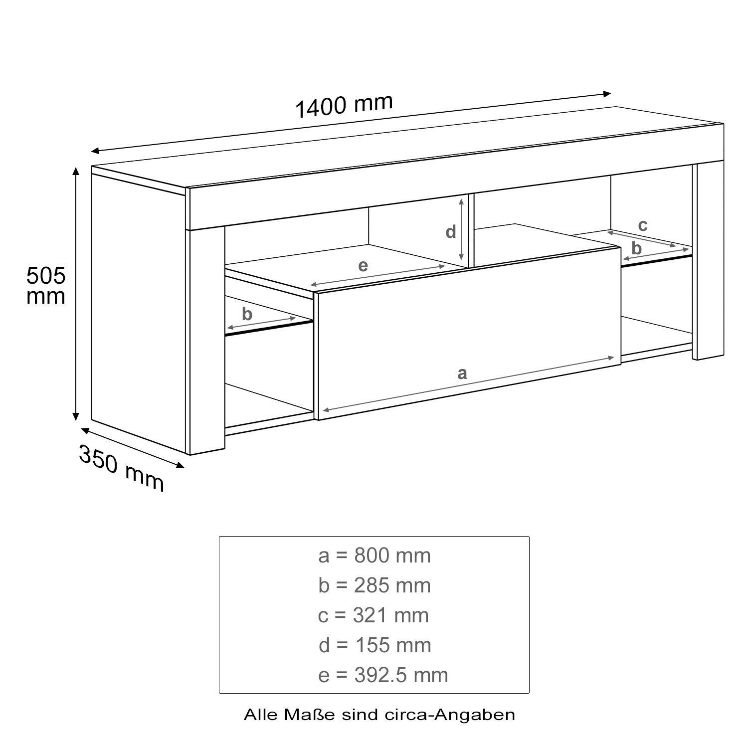 SONNI TV-Schrank Schwarzer TV-Ständer mit LED-Beleuchtung Stilvoll mit 12 L günstig online kaufen