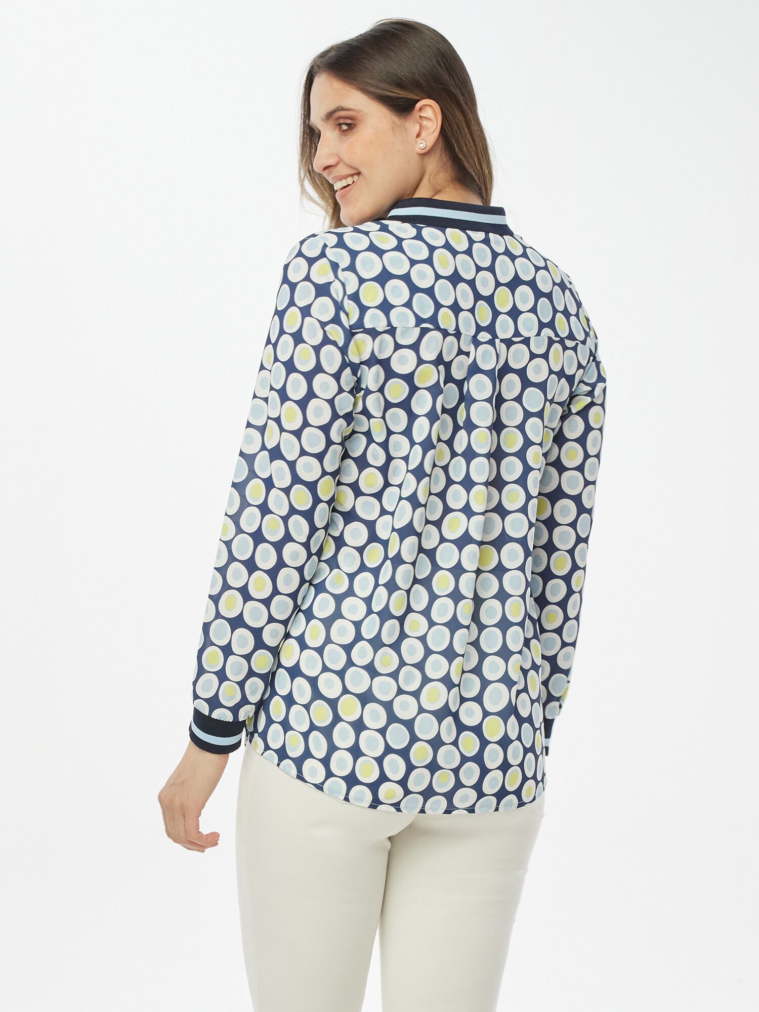 MIALUSSO Blusenshirt Druckbluse mit Strickbündchen günstig online kaufen