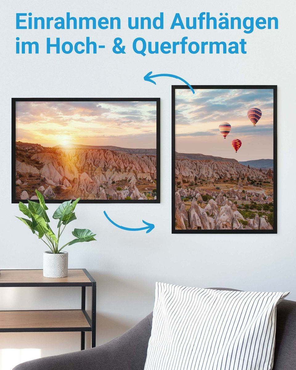 PHOTOLINI Bilderrahmen modern mit bruchsicherem Acrylglas, Holz MDF für Fotos & Poster, für 1 Bilder (1 Einzelrahmen), Posterrahmen A2 42x60 cm zum Aufhängen – Bild 4 von 5