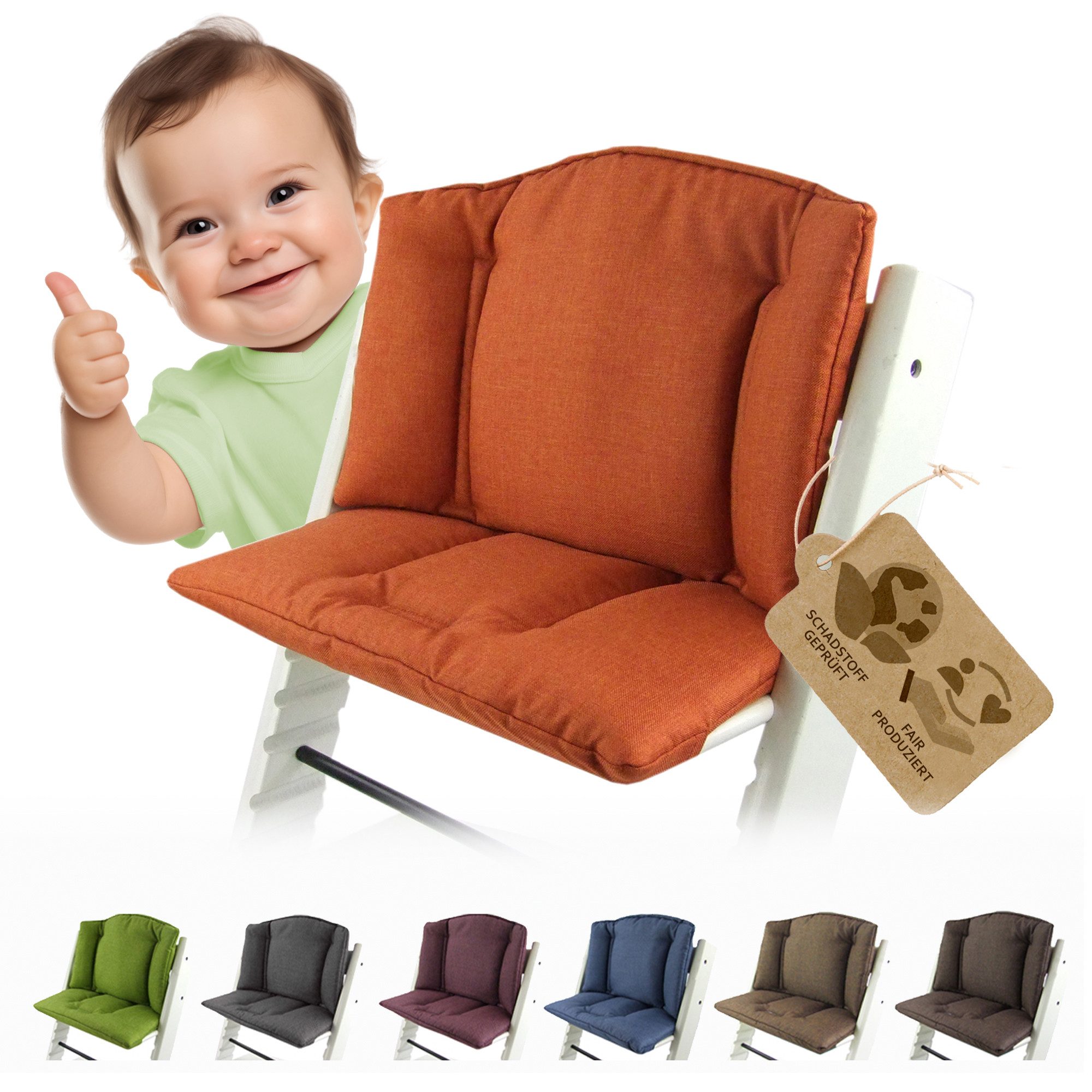 BambiniWelt by Rafael K. Hochstuhlauflage Ersatzbezug Bezug Sitzkissen kompatibel mit Stokke Tripp Trapp Mod.1, (Rücken- und Sitzkissen)