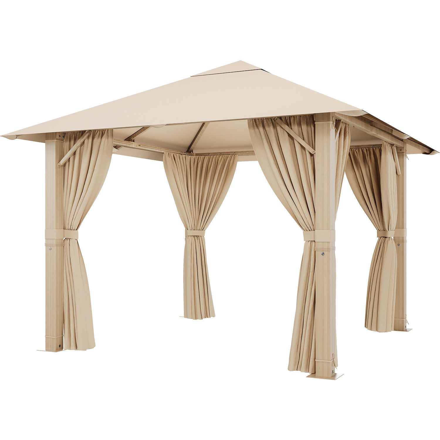 GUNJI Pavillon Großes 3*3m/3*4m wasserdichtes Gartenzelt Patio Gazebo Partyzelt, (Dickes Aluminiummaterial Rostfrei UV-beständig Kann 4-10 Personen beherbergen) – Bild 3 von 5