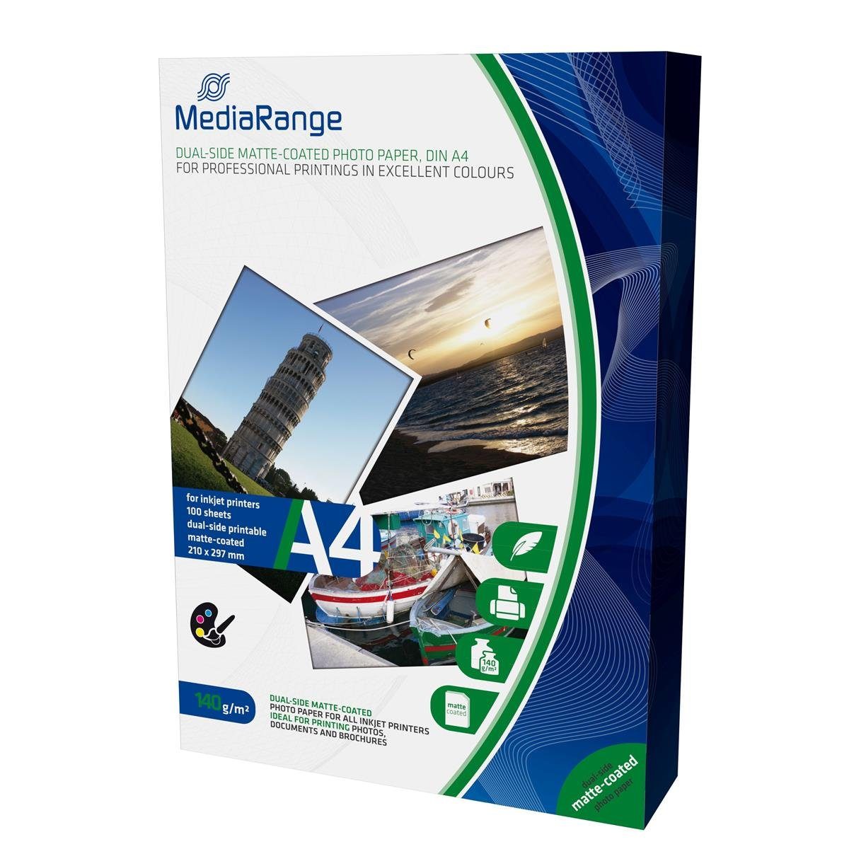 Mediarange Fotopapier Foto Papier MediaRange matt coated A4 140g 100 Blatt Dual