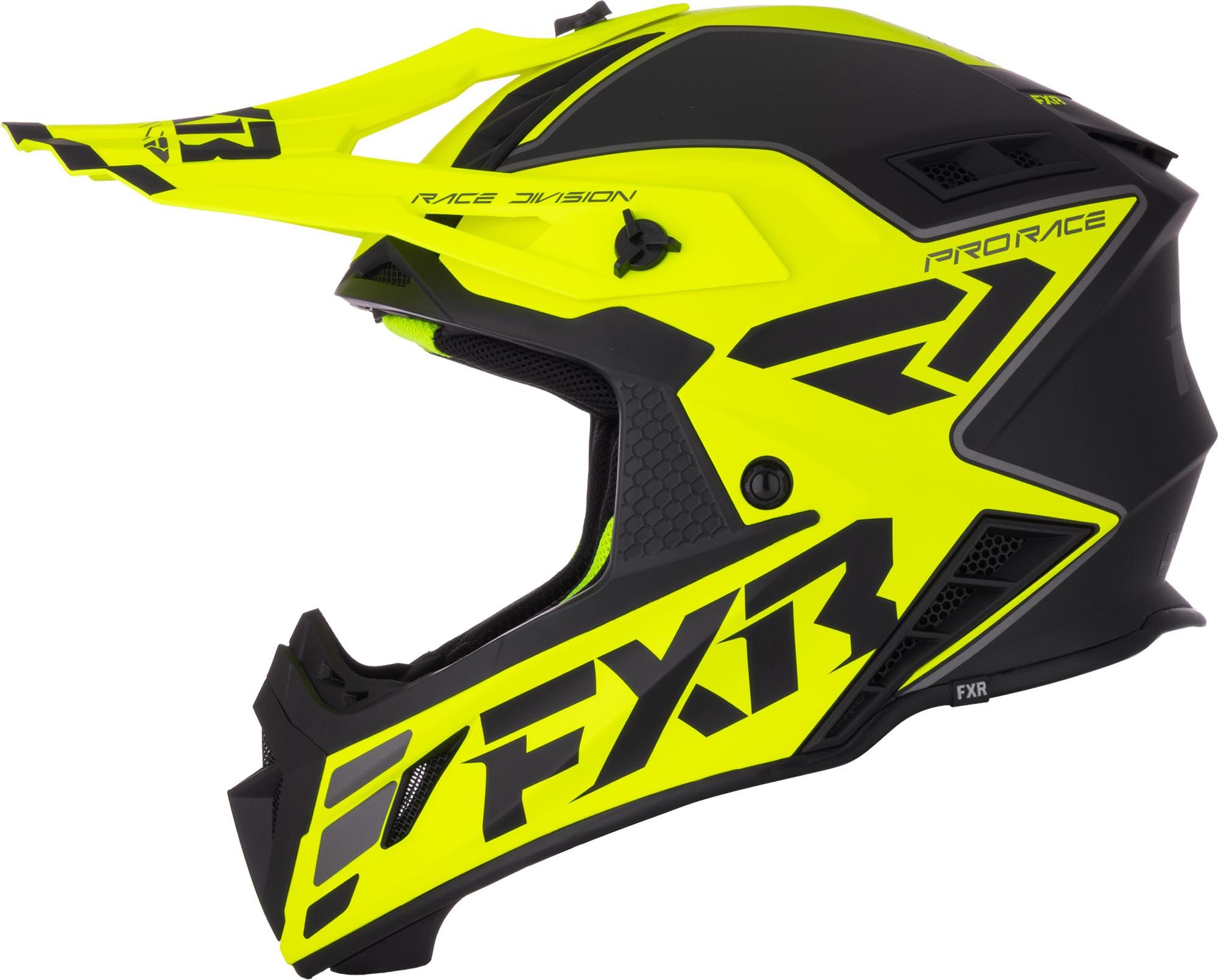 FXR Motocrosshelm Helium Logo Carbon Motocross Helm, Protektoren