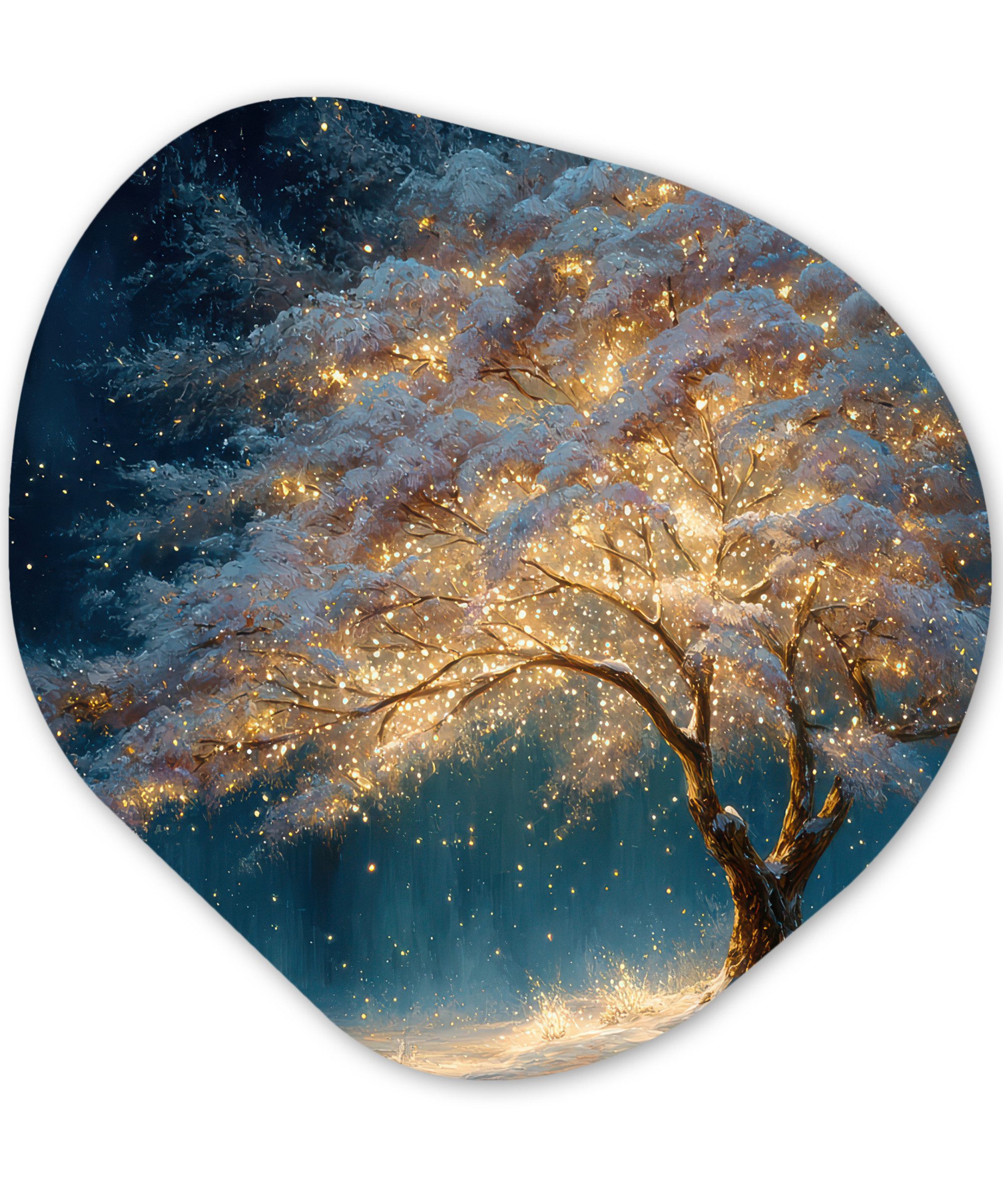 MuchoWow Gemälde Baum des Lebens - Nacht - Dunkelheit - Blau, Fotodruck (1 St), Wandbild Abstrakt, Wohnzimmer Schlafzimmer Wanddekoration, 40x40 cm