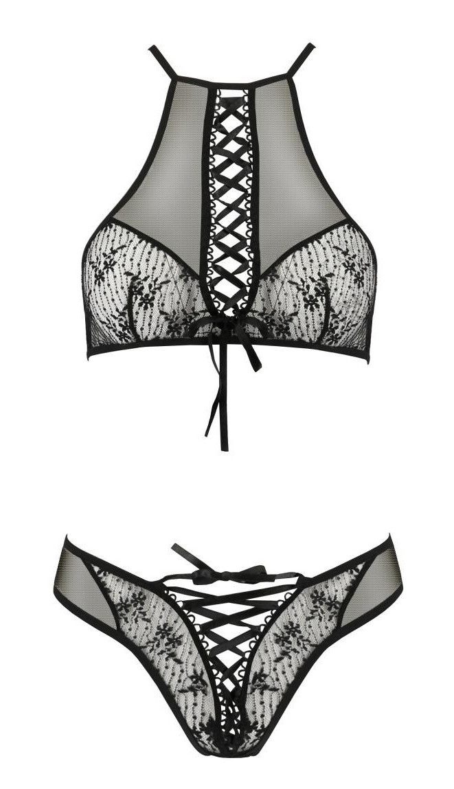 Passion Set: Bustier Dessous-Set, BH und Panty, mit Schnürung - Unterwäsche