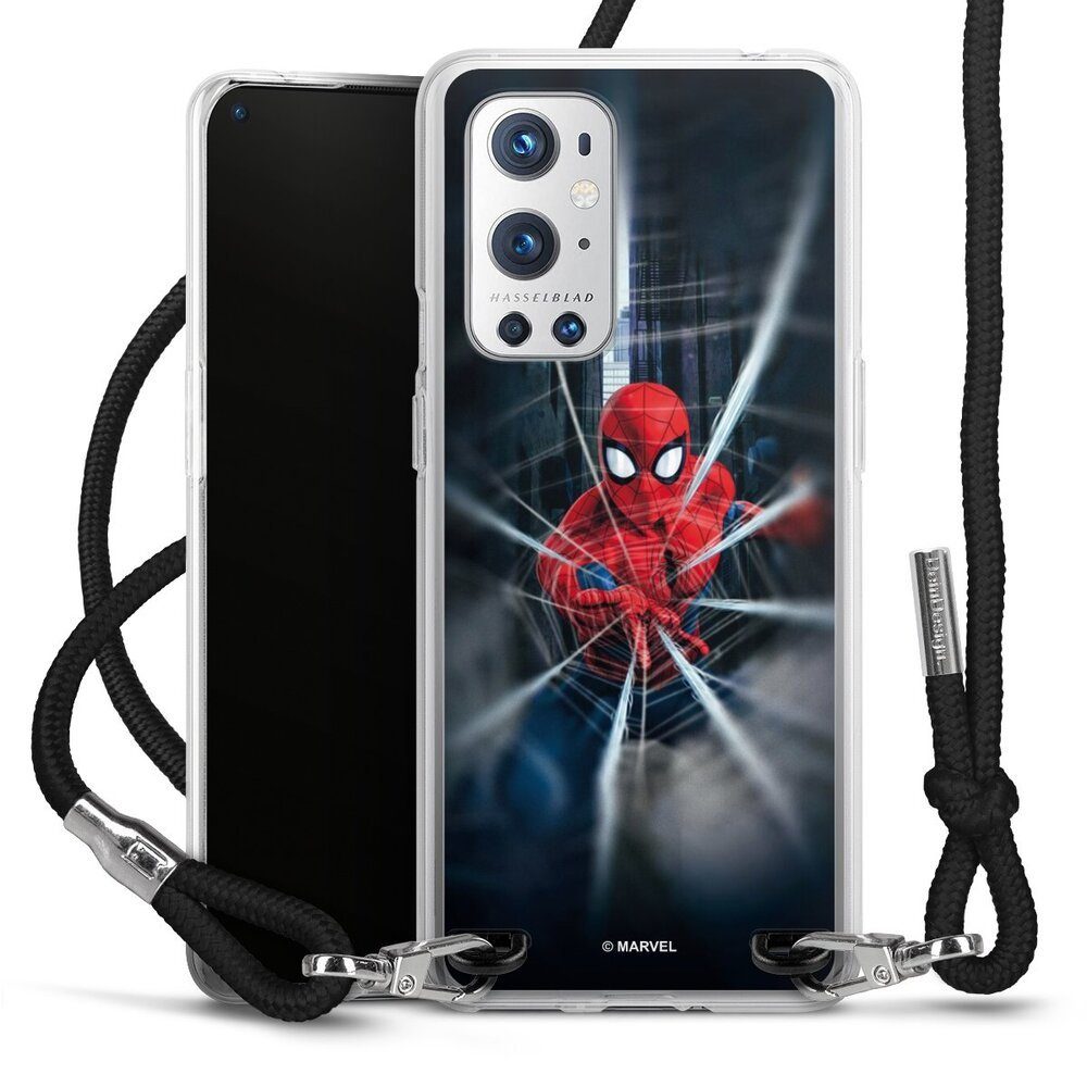 DeinDesign Handyhülle Marvel Kinofilm Spider-Man Webs In Action, OnePlus 9 Pro Handykette Hülle mit Band Case zum Umhängen