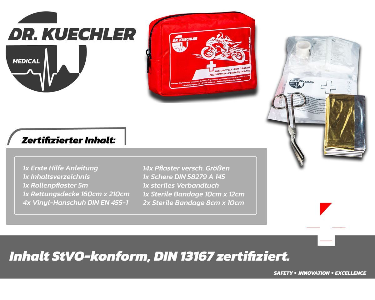 DR.KUECHLER MEDICAL KFZ-Verbandtasche Motorrad, Quad, Vespa, Fahrrad Verbandstasche, Verbandskasten – Bild 2 von 5