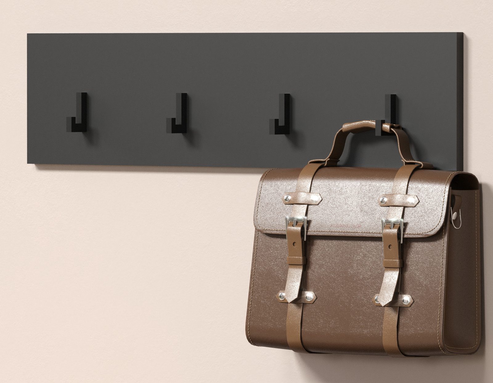 Furn.Design Шкафыleiste Avila (Wandgarderobe in Anthrazit grau, 80 x 20 cm), mit 4 Kleiderhaken