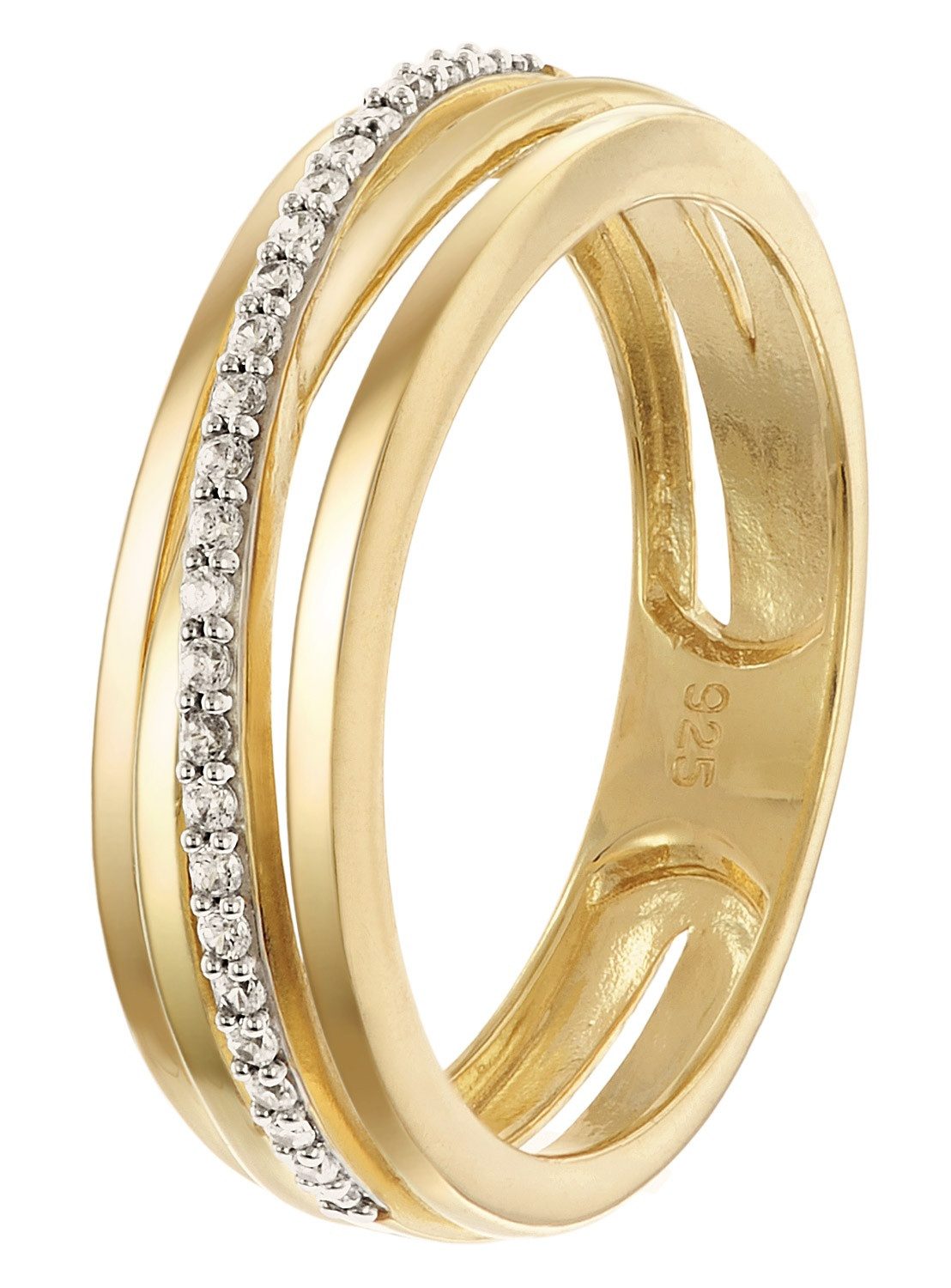 Silberring 925 Silber Vergoldet mit Zirkonias