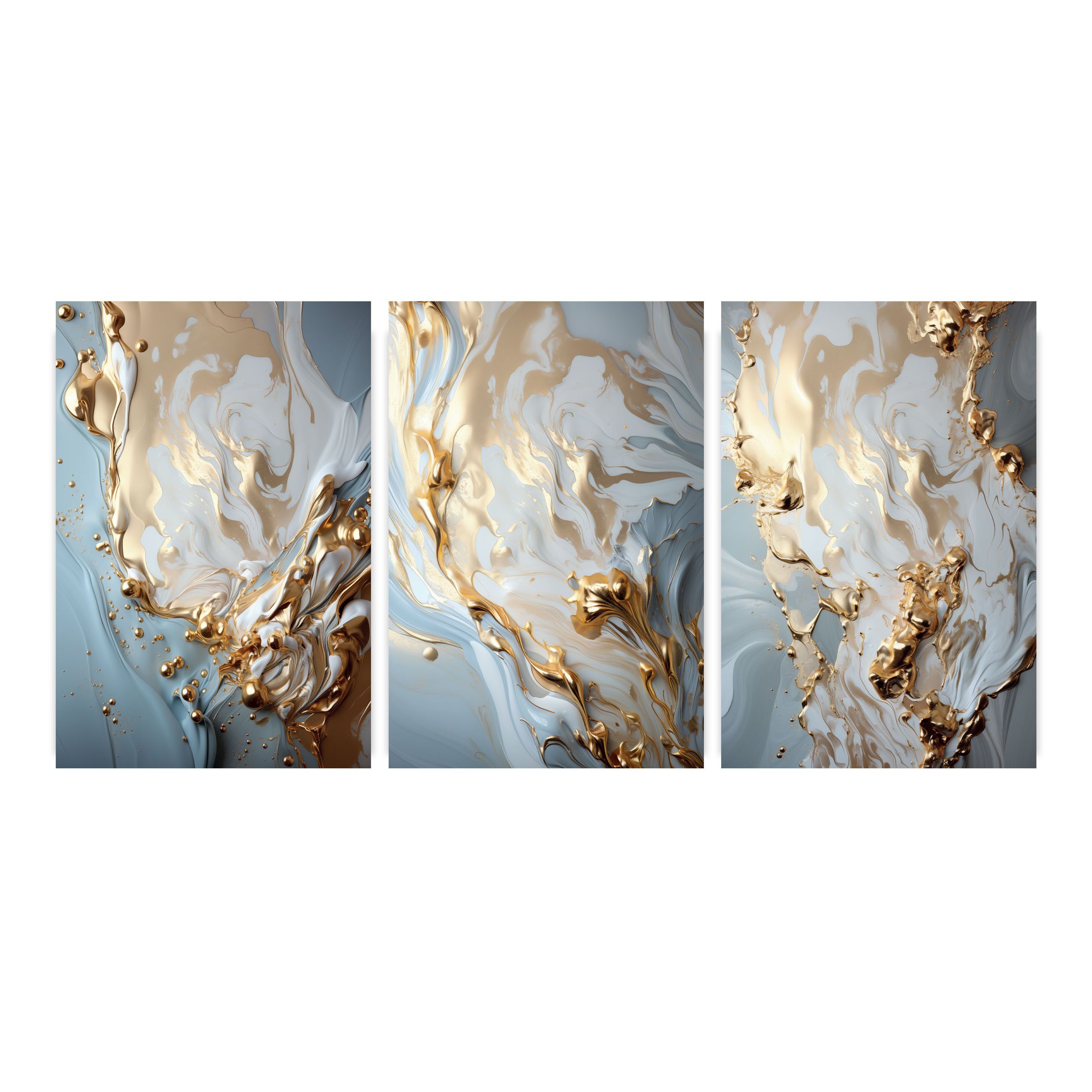 Wallarena Poster SET Marmor Gold Wohnzimmer Schlafzimmer Kunstdruck Wandbild XXL, Imitation Marmor Poster Bild (Set 3 teilig, 3 St), Groß Wandbilder Größen : 3x30x40 cm / 3x50x70 cm / 3x70x100 cm