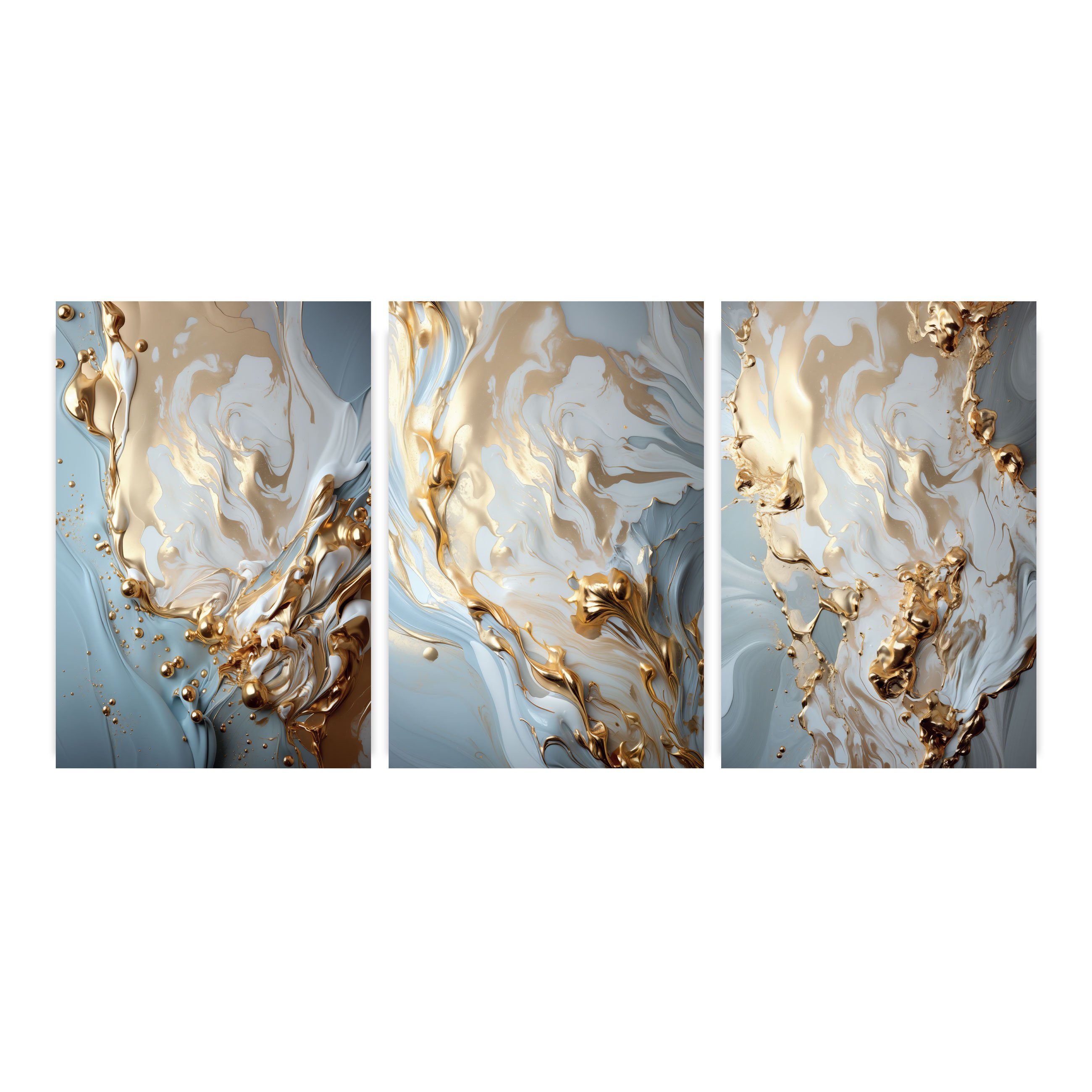 Poster SET Marmor Gold Wohnzimmer Schlafzimmer Kunstdruck Wandbild XXL
