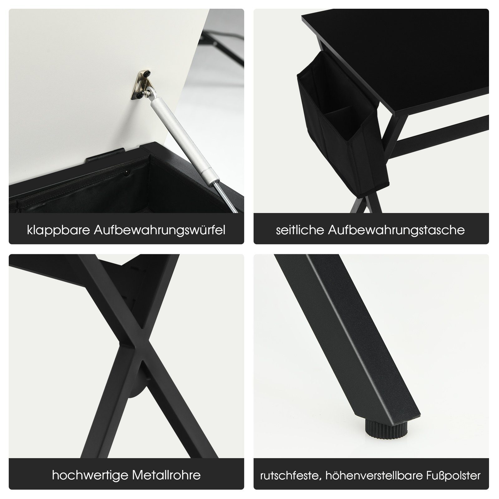 COSTWAY Schreibtisch, mit Seitentasche&verstecktem Fach, Metallrahmen, 120c günstig online kaufen