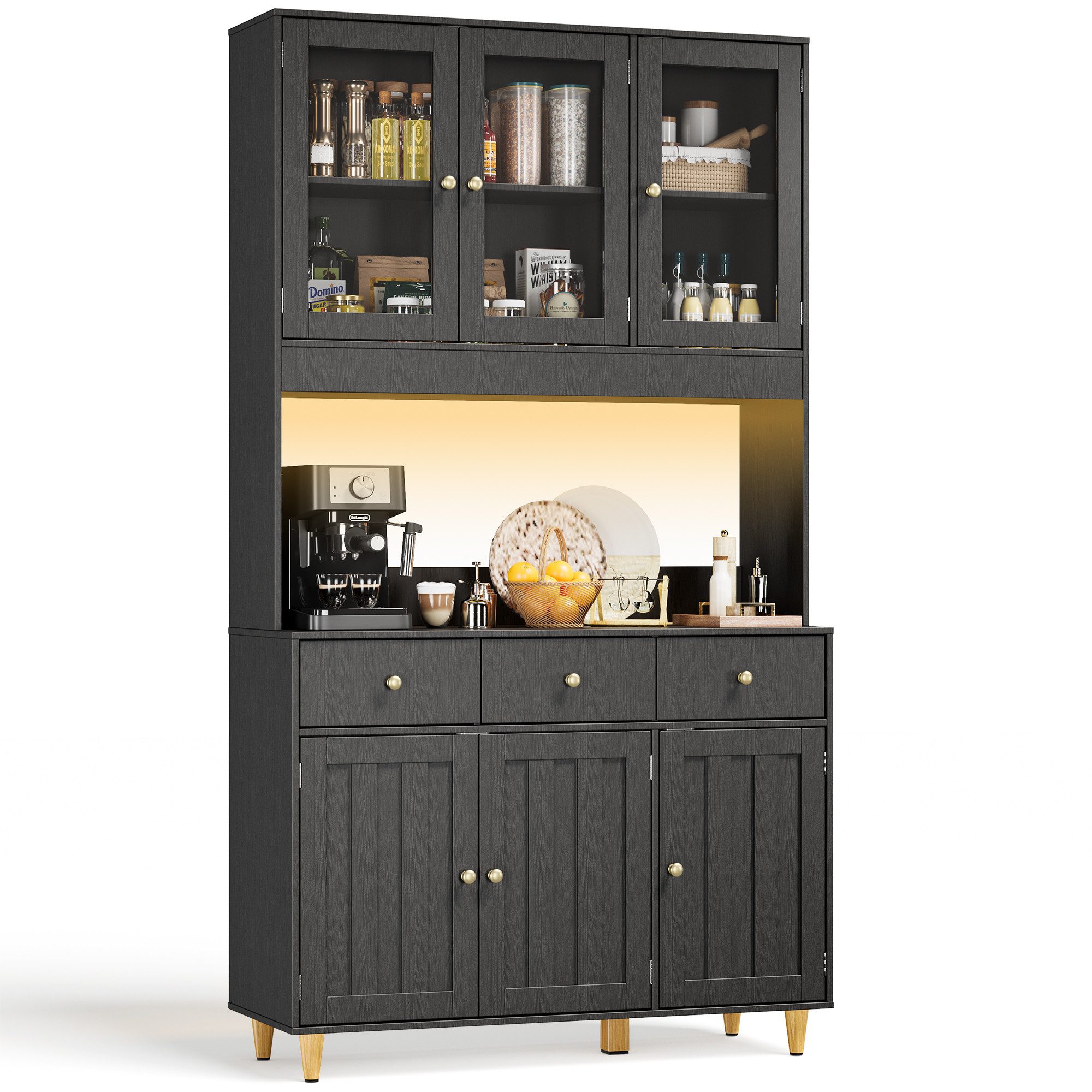 Bealife Sideboard Küchenschrank mit Arbeitsplatte und 3 Schubladen