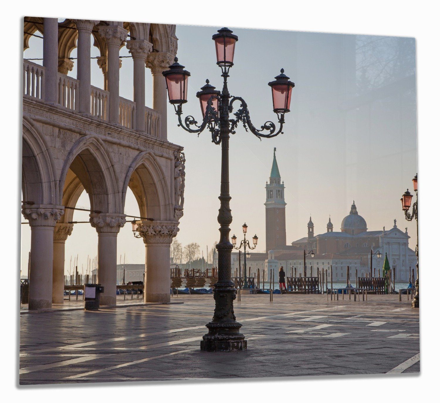 Wallario Herd-Abdeckplatte Venedig - Dogenpalast, Markusplatz und San Giorgio Maggiore II, ESG-Sicherheitsglas, (Glasplatte, 1 tlg., inkl. 5mm Noppen), verschiedene Größen