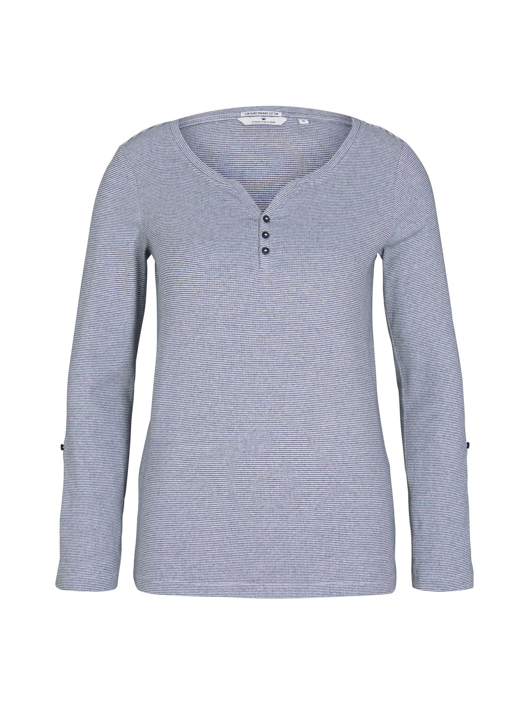 TOM TAILOR T-Shirt Gestreiftes Langarm mit Henley T-Shirt stripe henley günstig online kaufen