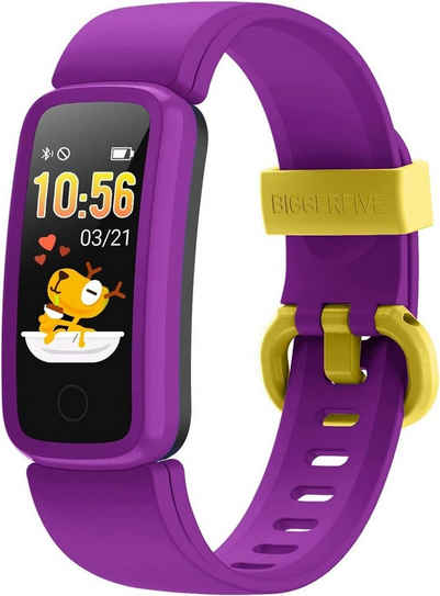 BIGGERFIVE Fitnessband (0,96 Zoll, Android iOS), Fitness Armband Uhr 5-15 Jahren IP68 Wasserdicht Aktivitätstracker
