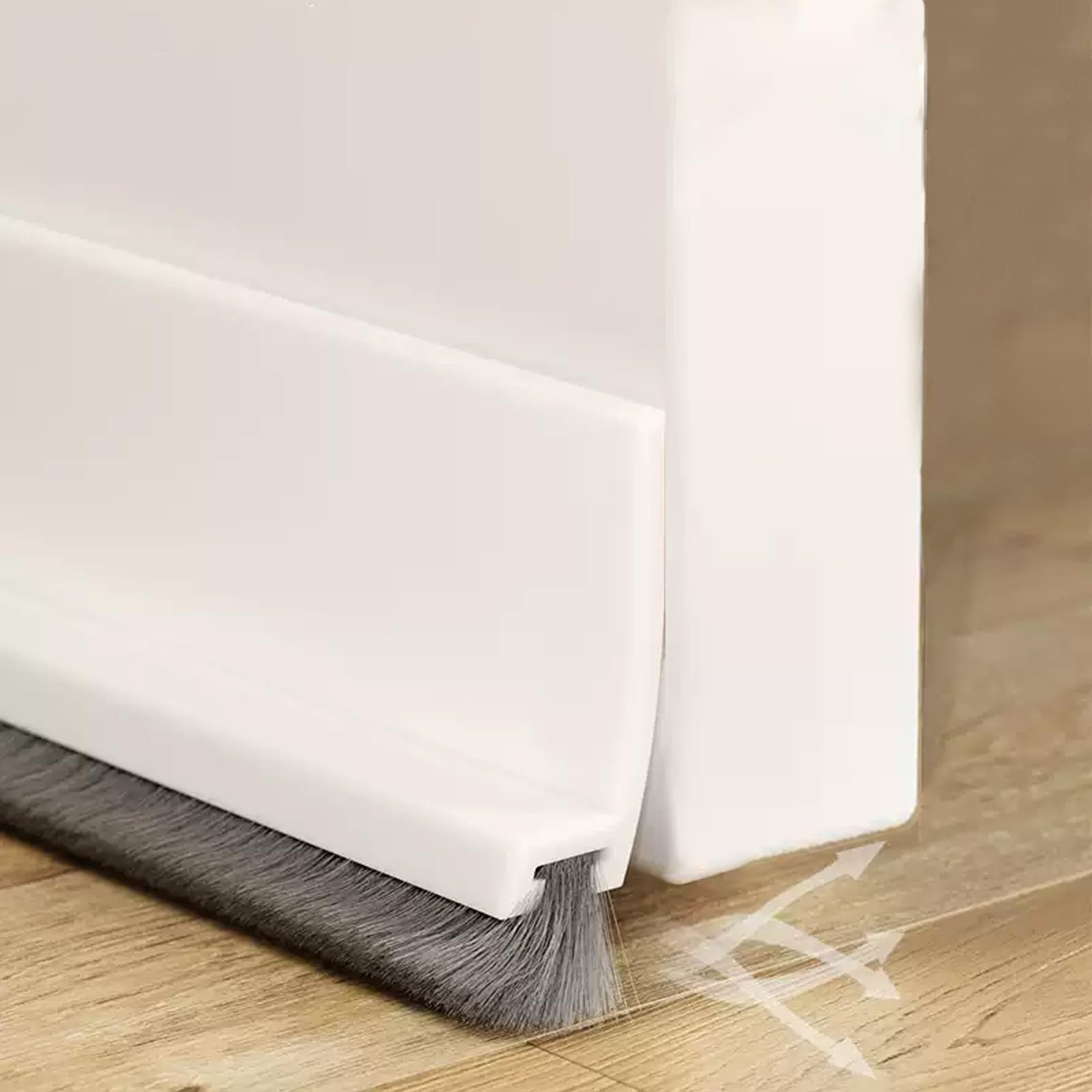 FOUORTUNATE-BEE Zugluftstopper 100cm Zugluftstopper Weiß Dichtungsband für Türen, Bodenabdichtung mit Bürste Selbstklebende Tür Türdichtung, Türdichtung Türbürste Abdeckleisten Bürstendichtung Dichtung