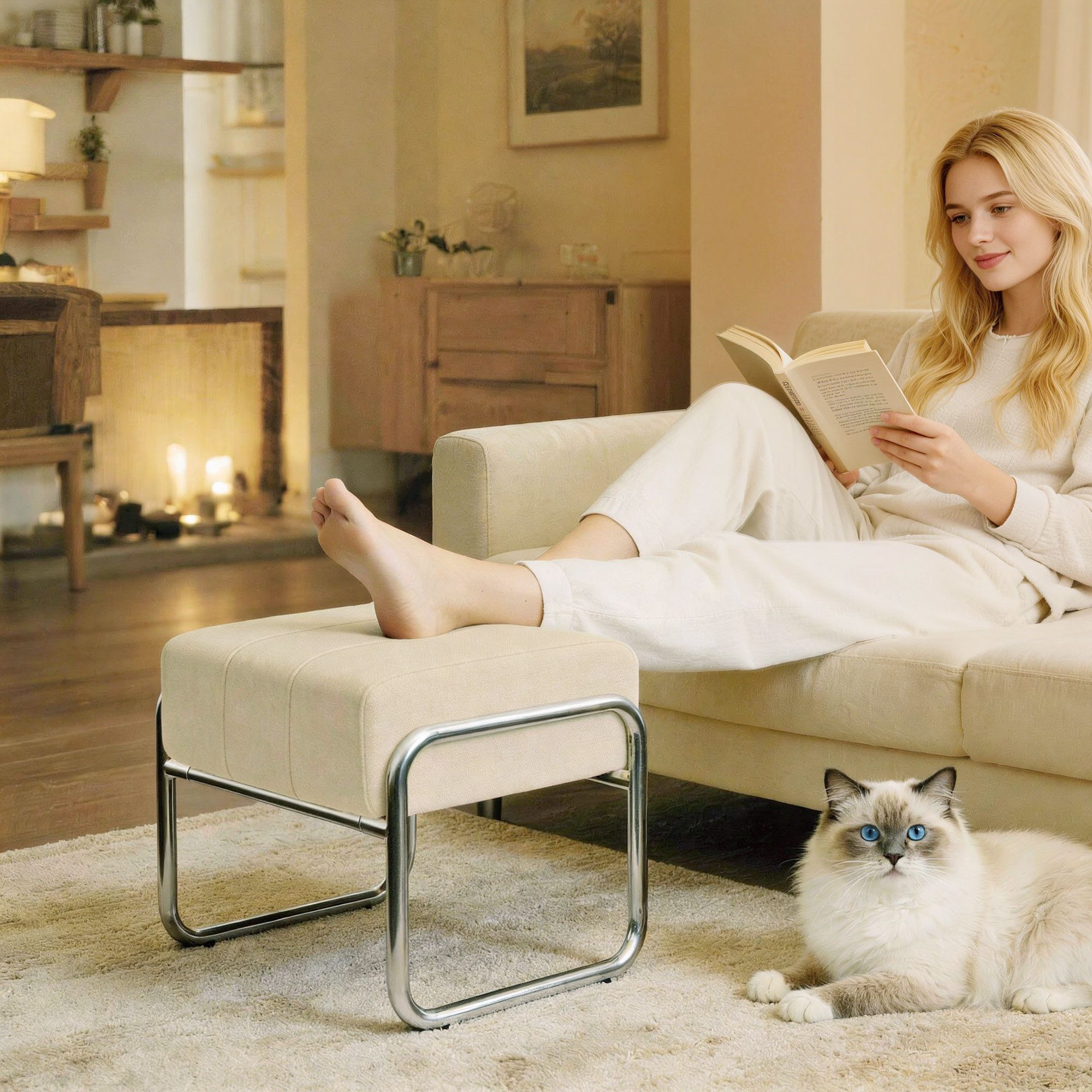 HOMCOM Fußhocker Sitzhocker Dick Gepolstert Hocker (Ottomane, 1 St., Polste günstig online kaufen