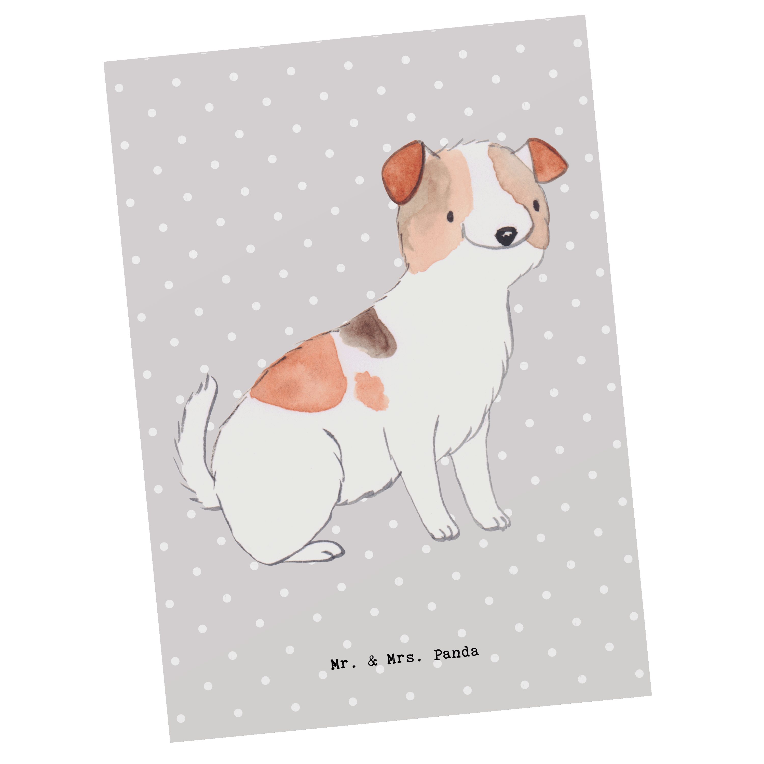 Mr. & Mrs. Panda Postkarte - Moment Terrier Einladung, Ges Geschenk, Jack Russell Pastell - Grau