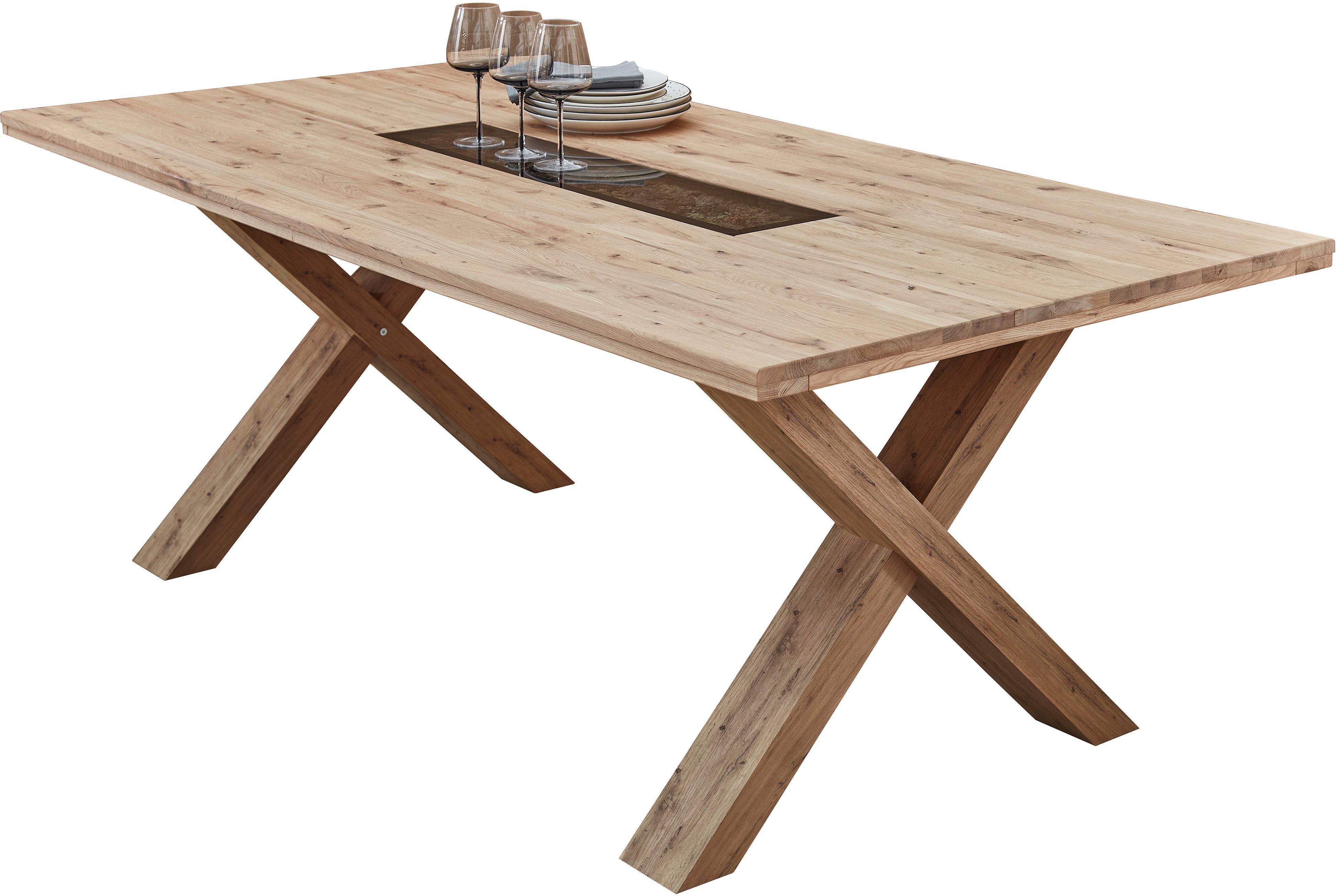 Innostyle Esstisch Donna Esstisch, 200x78x100 (BxHxT) (1-St), Massivholz, Absetzung Echtkork gerundet