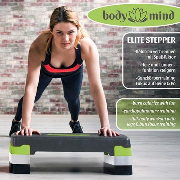 Body & Mind Stepper Aerobic Steppbrett (Elite-Board, Mehrstufig), Anti-Rutsch-Matte