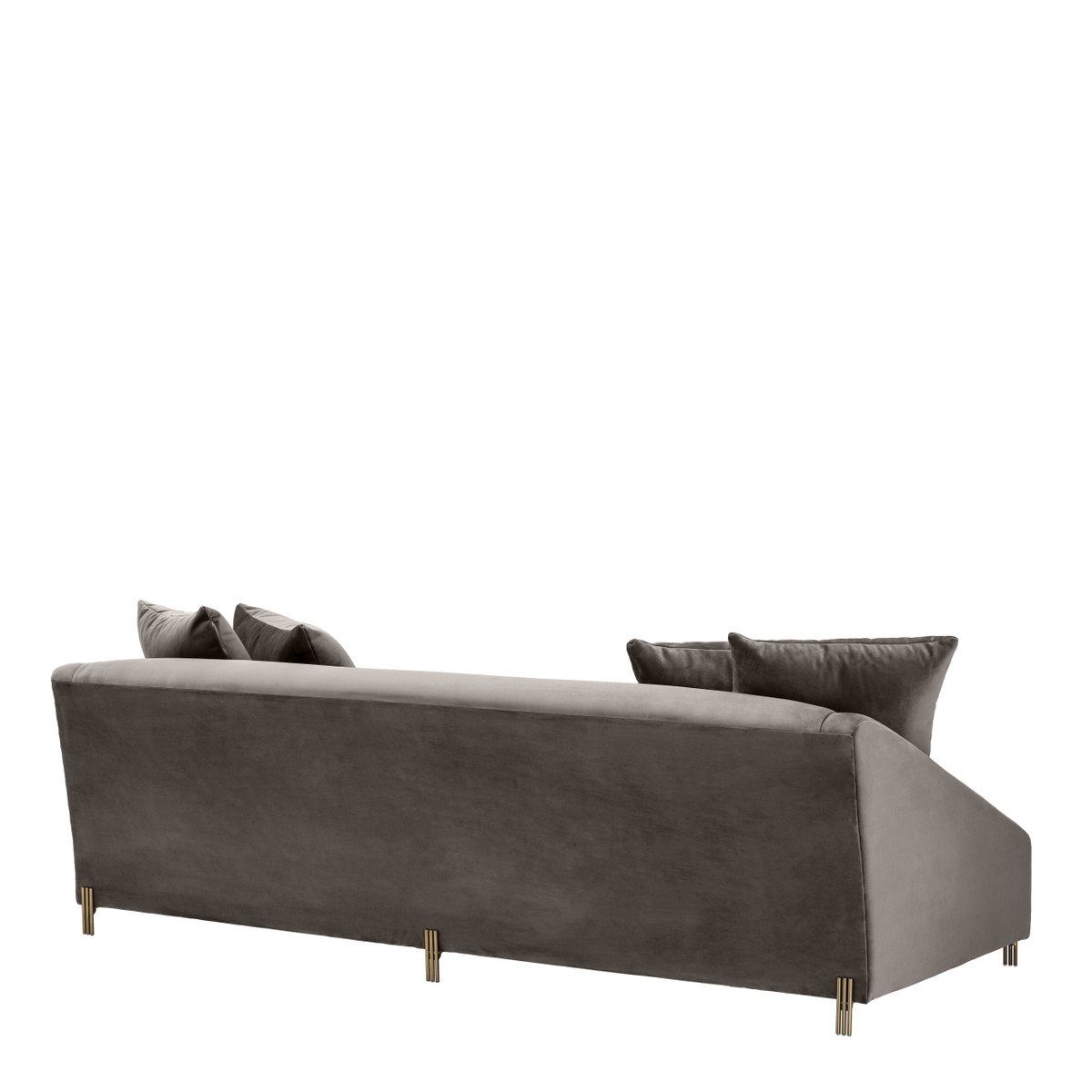 Casa Padrino Loungesofa Luxus Samtsofa Messingfarben 73 Möbel - Sofa cm 4 / mit Luxus 94 Wohnzimmer Kissen x Grau x 223 - H