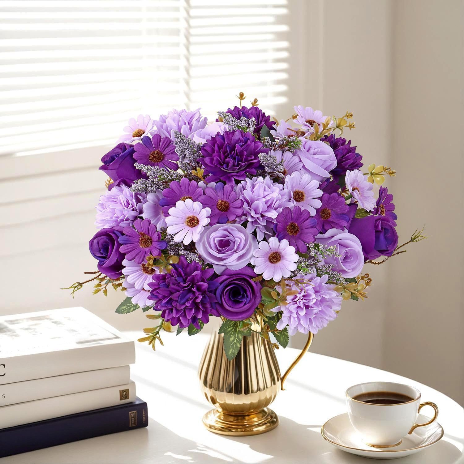 Kunstblumenstrauß Künstliche Rosenblumen 2er-Set – Seidenblumenstrauß für Dekoration, FOUORTUNATE-BEE, Perfekt für Hochzeit, Party oder Heimdekoration in Rosa – Bild 3 von 5