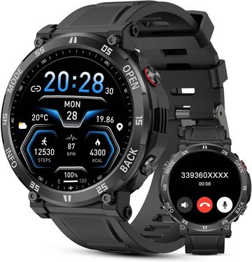 AVUMDA Fur Herren mit Bluetooth-Anrufen, Wasserdichtes IP68 Aktivitätstracker Smartwatch (1.52 Zoll, Android / iOS), mit Herzfrequenz Herzfrequenzmesser, Schrittzähler 110+ Sportmodi