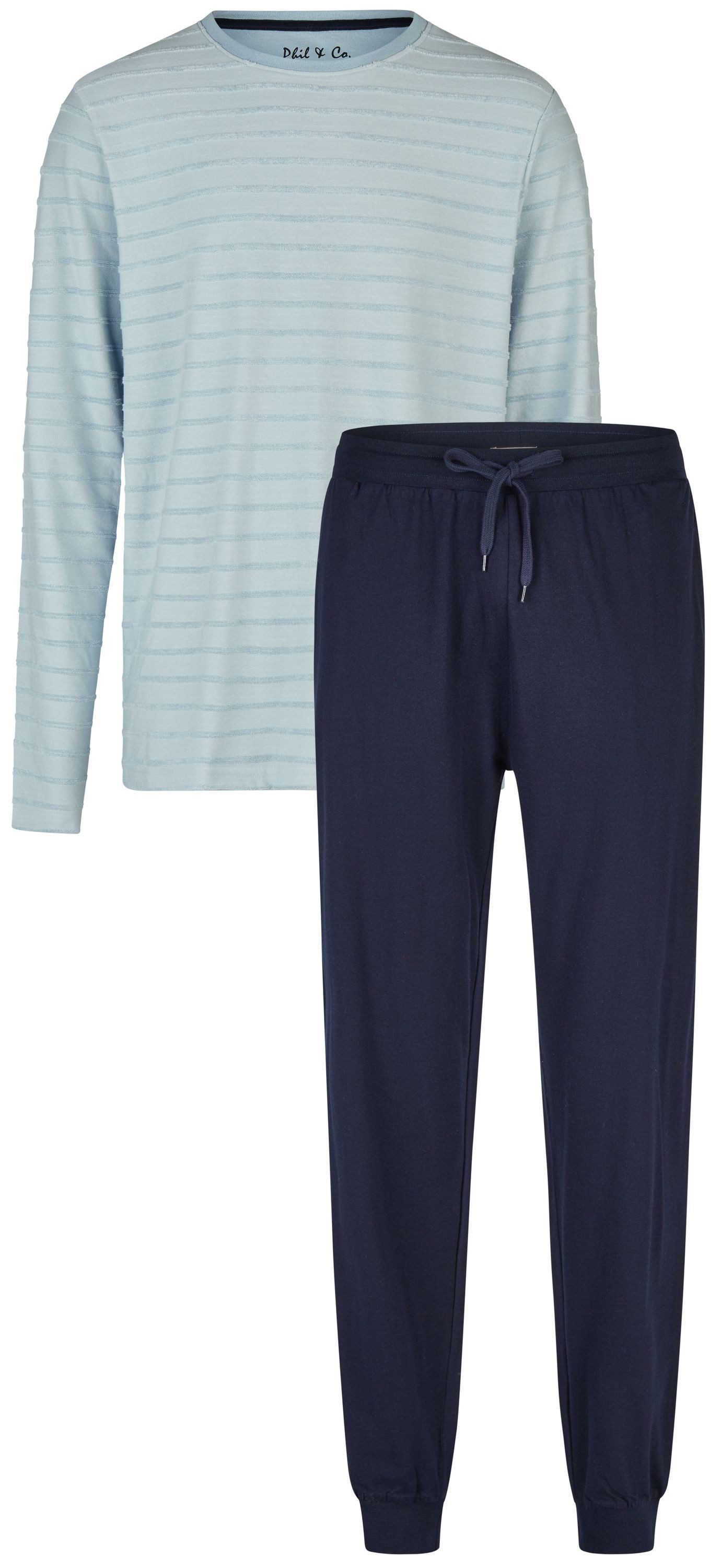 Phil & Co. Schlafanzug Easy Sleep (Set, 2 tlg., 2-teilig) Herren Pyjama lang Baumwolle Langarm Eingriffstaschen