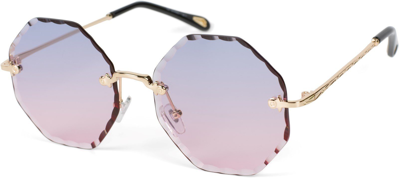 Glas Sonnenbrille Verlauf styleBREAKER Gestell / Getönt Blau-Rosa (1-St) Gold