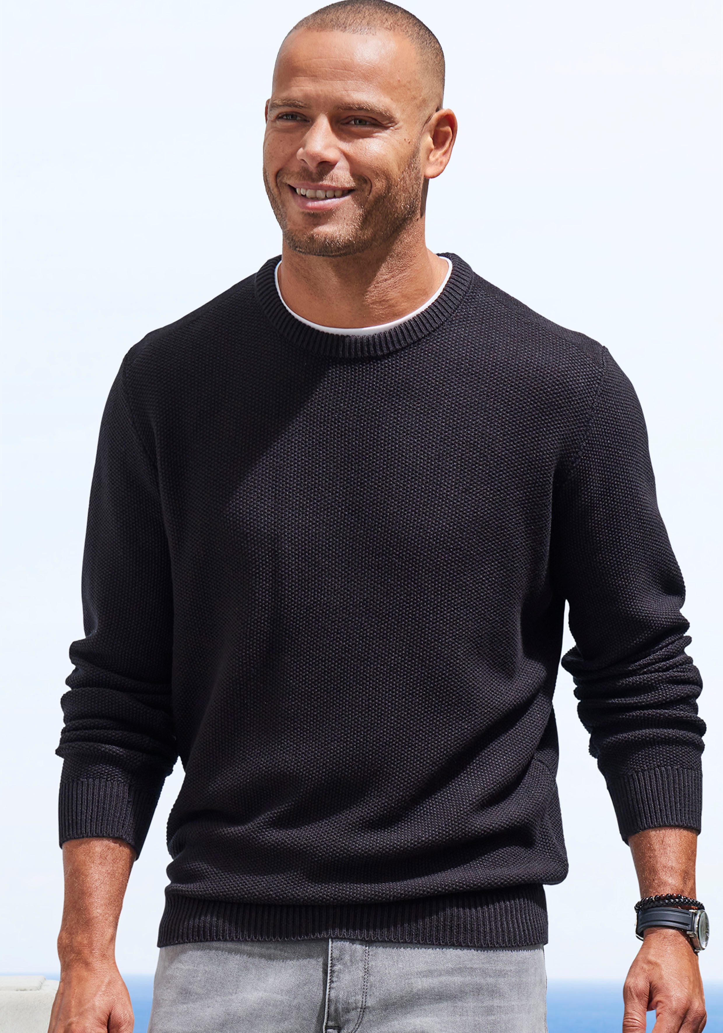 John Devin Strickpullover Pullover in modischer Strickstruktur günstig online kaufen