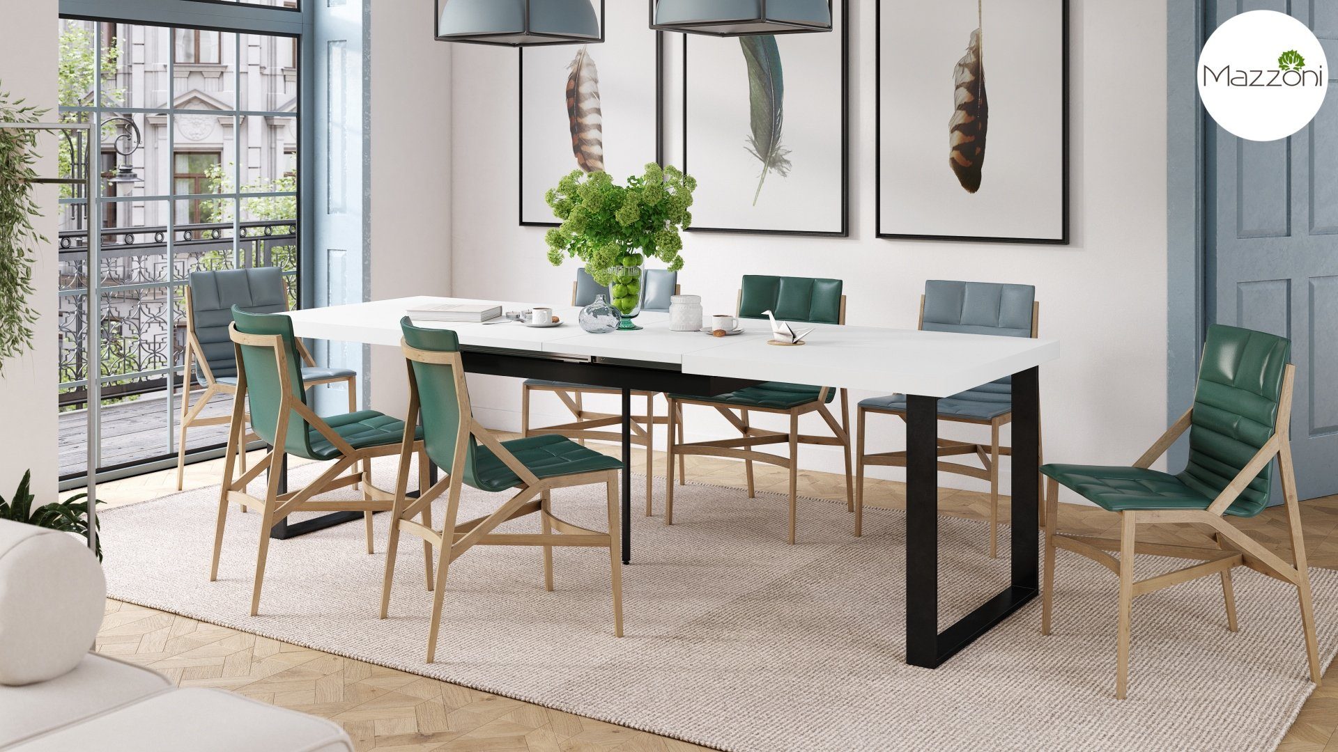 Mazzoni Esstisch Design Esstisch Avella - matt 310 160 Tisch ausziehbar bis matt cm Schwarz Weiß