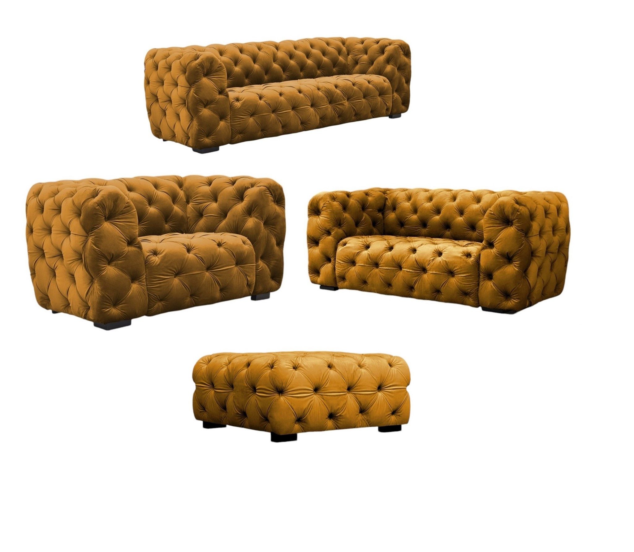 Fun Möbel Polstergarnitur Sofaset NATALIE 3-2-1 in Stoff Riviera inkl. Polsterhocker, (Set, 4-tlg), Rundumbezug