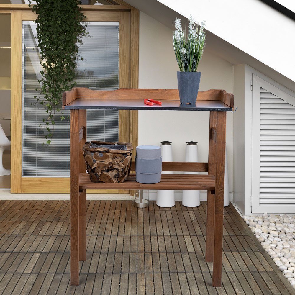 etc-shop Pflanztisch, Pflanztisch mit Unterschrank Pflanzentisch Balkon Holz imprägniert