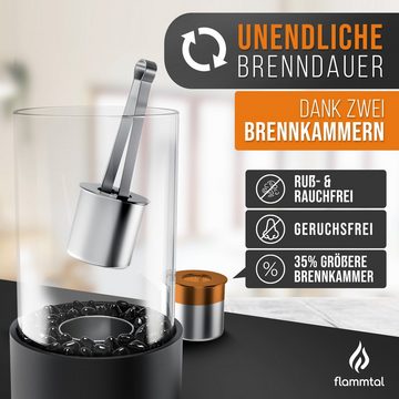 flammtal Echtfeuer-Dekokamin Bioethanol Kamin [8h Brenndauer / 80x26x26 cm], Ethanol Standkamin Freistehend (Outdoor & Indoor), Verstellbare Flamme