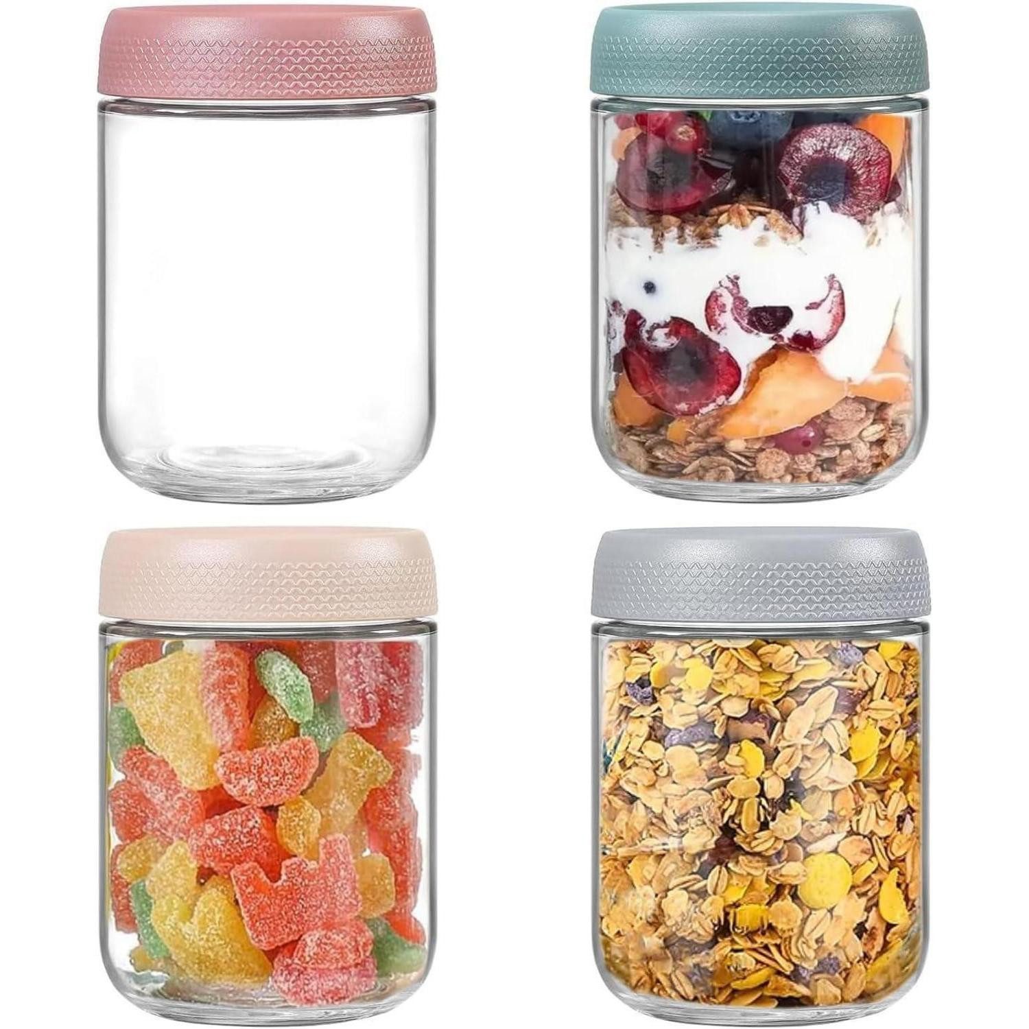 LuxusKollektion Einmachglas 4er Pack 16 oz Overnight Oats Gläser Schraubdeckel Glasbehälter