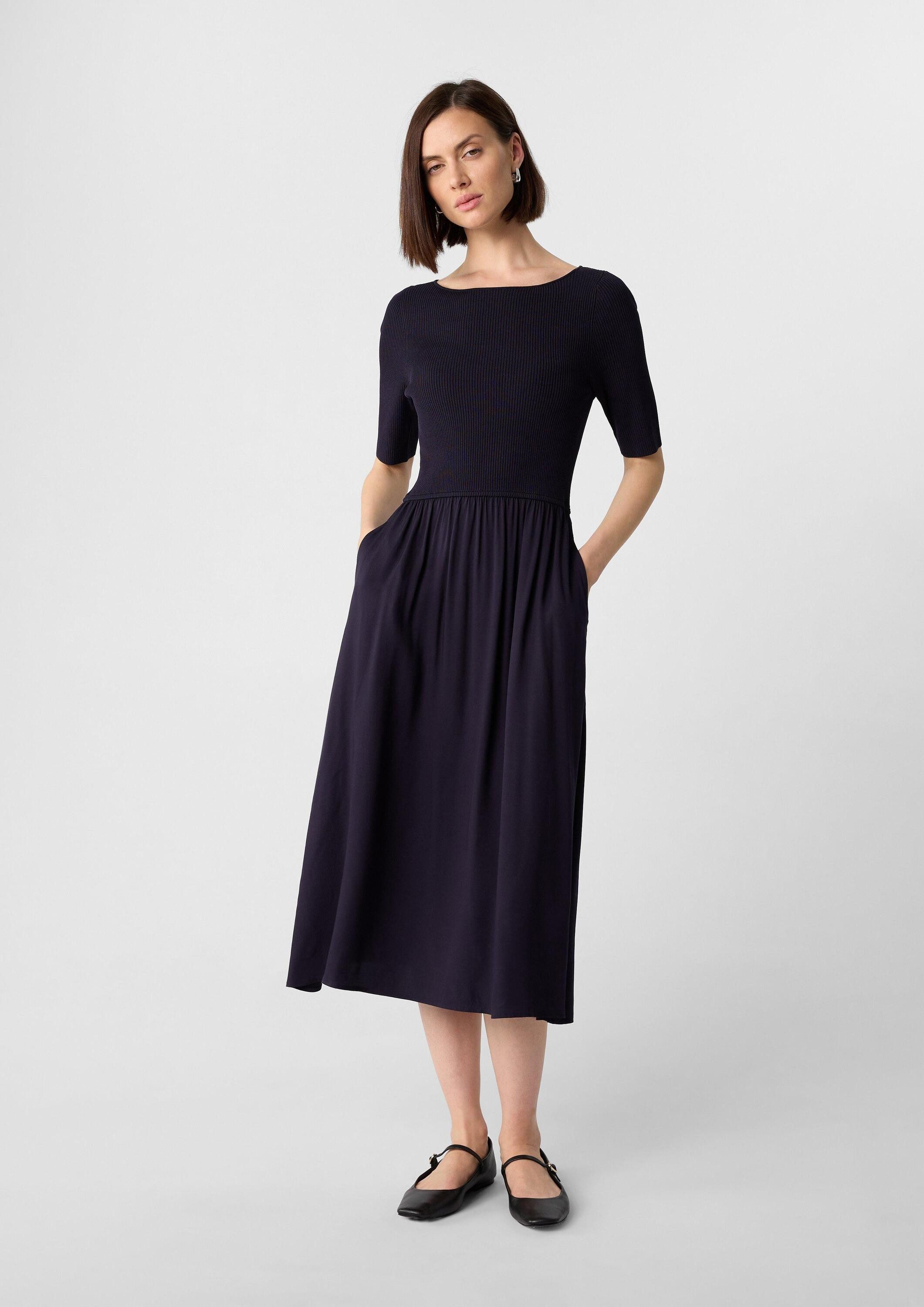 comma Midikleid Kleid Midikleid im Materialmix und Eingrifftaschen günstig online kaufen