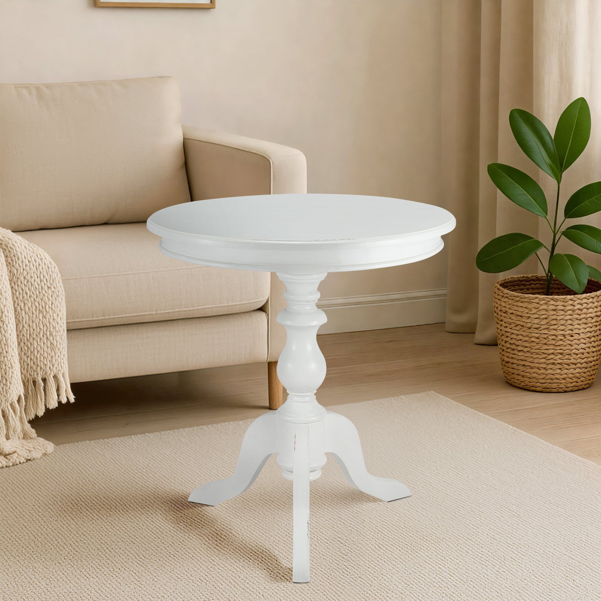 CLP Beistelltisch Wiva (1er), runder Tisch aus Mindiholz, 70 cm Durchmesser