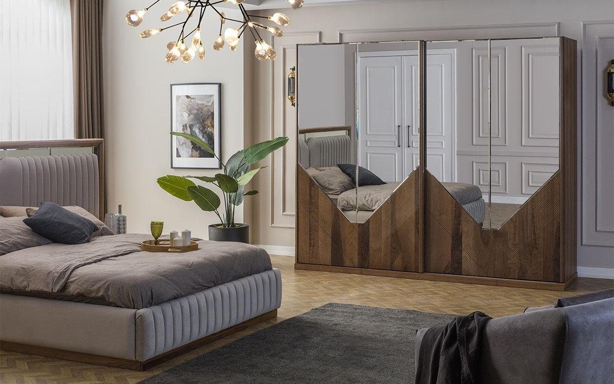 JVmoebel Schlafzimmer-Set Luxus Schlafzimmer set Made + Kleiderschrank Bett In Modern, + 2x Europe Nachttische