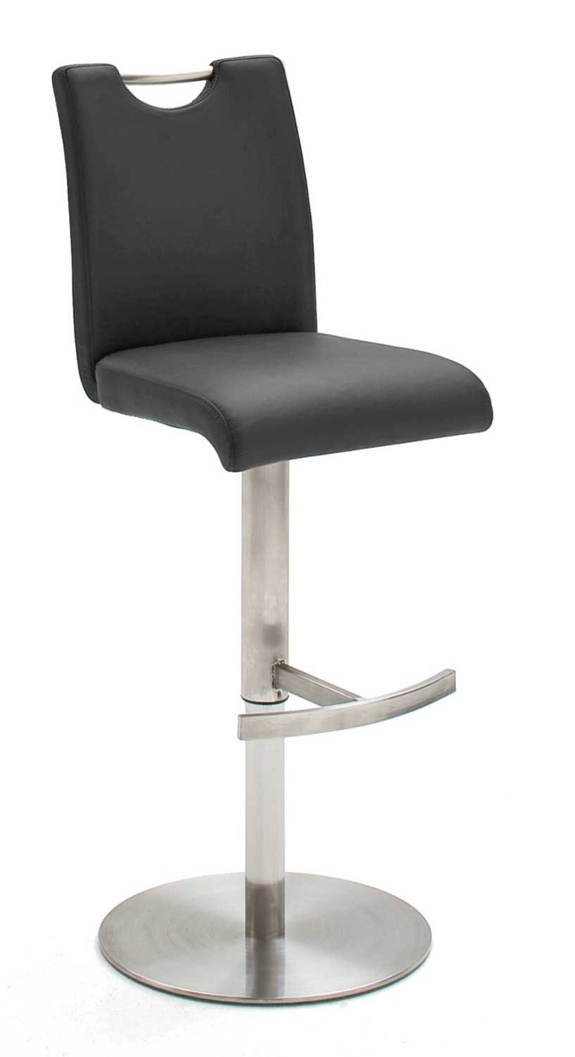 MCA furniture Barhocker ALESI, Schwarz, Kunstleder, 360° drehbar, höhenverstellbar per Gaslift, mit Griffloch und Fußstütze