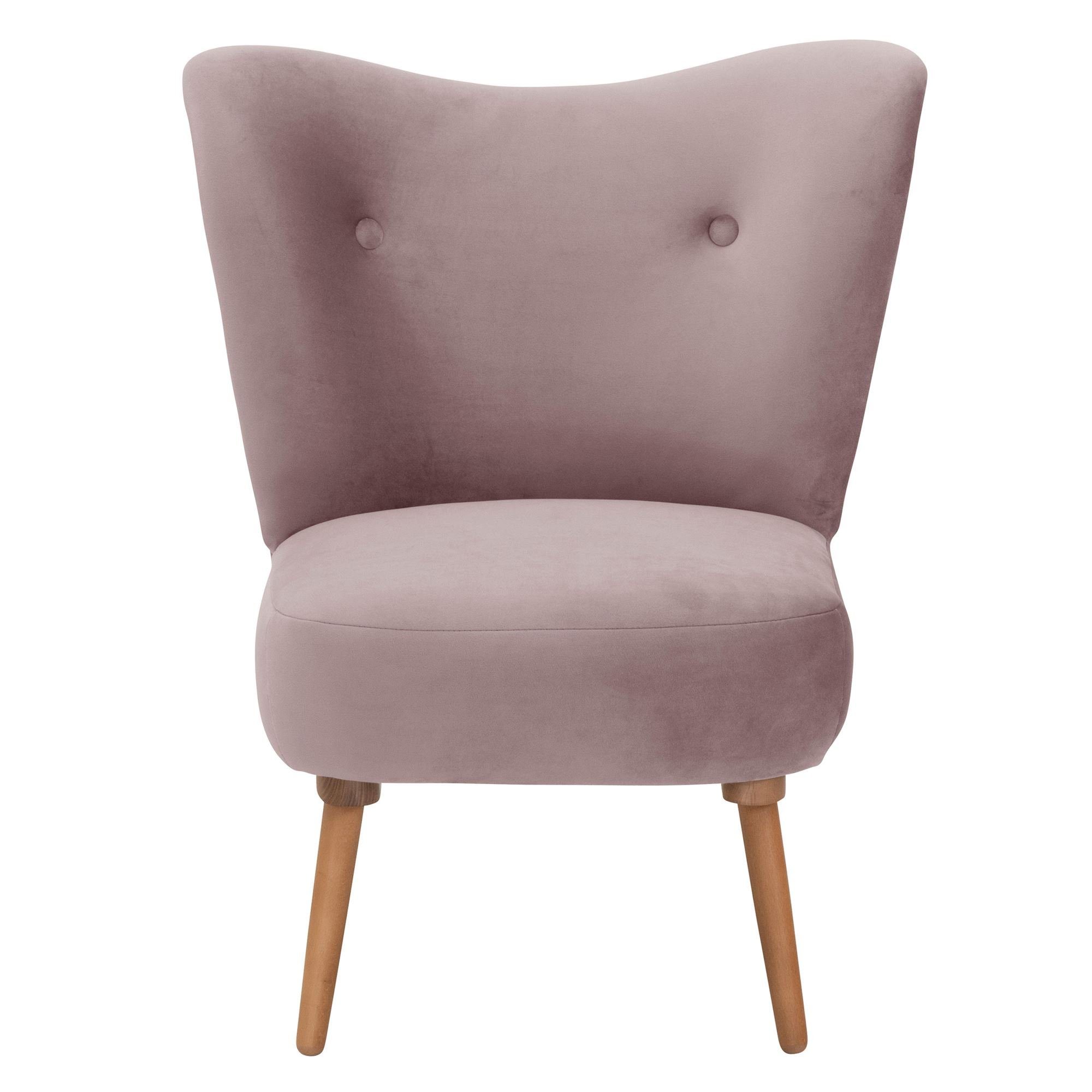 Versand, hochwertig Sessel Buche 23186 aufm Kostenlosem / 1-St), lackiert Bezug Sessel verarbeitet,bequemer Kaila Sitz inkl. rosé Samtvelours (Sparpreis erlefarbig 58 Kessel
