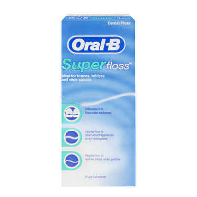 Oral-B Zahnseide Oral-B SuperFloss Zahnseide Vorgeschnitten für die Zahnpflege Ideal fü