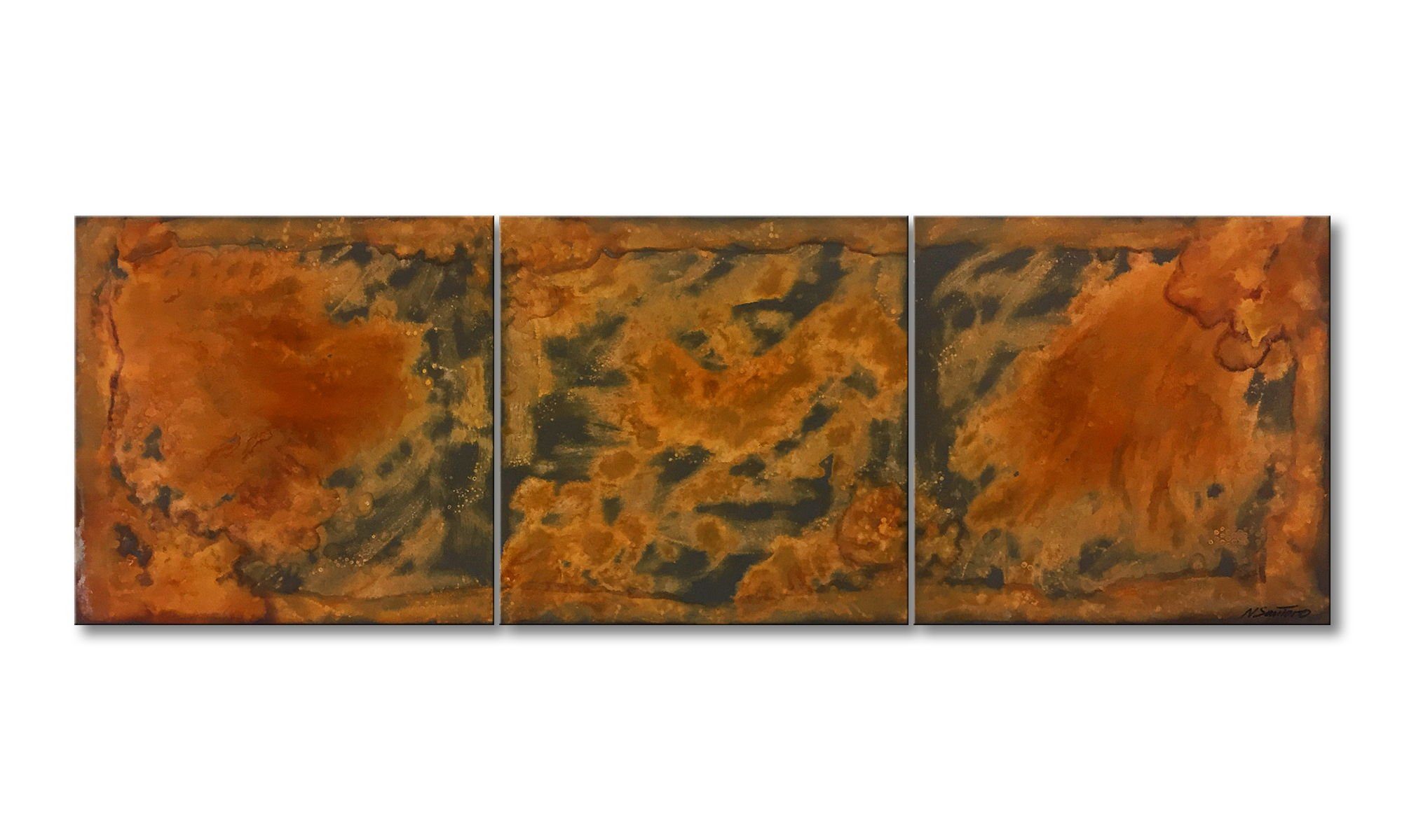 WandbilderXXL XXL-Wandbild Rusty Clouds 210 x 70 cm, Abstraktes Картина, handgemaltes Unikat mit echtem Rost