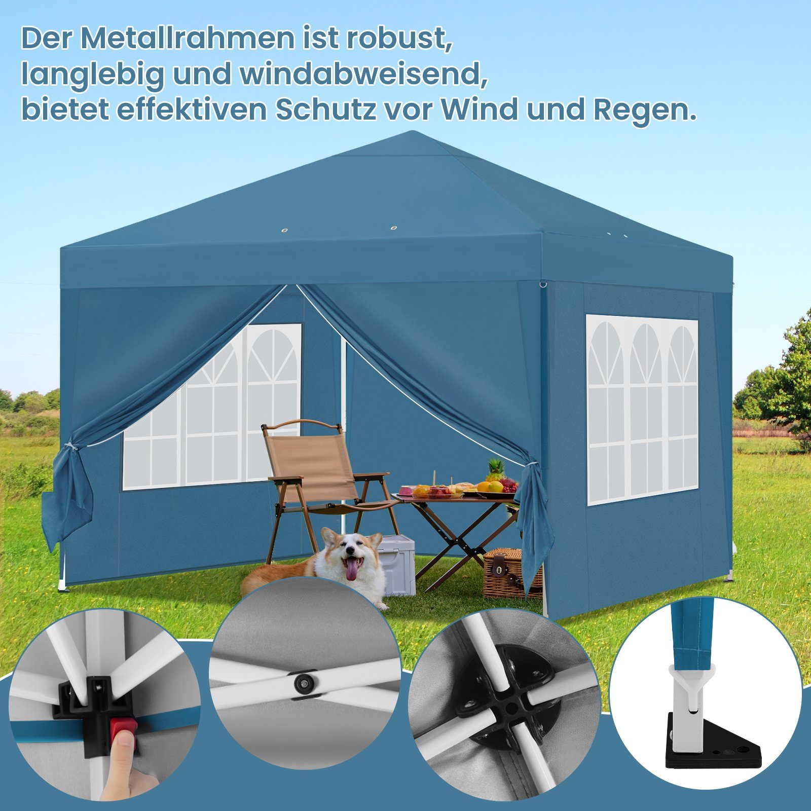 EUGAD Faltpavillon, wasserfest Winterfest,mit Seitenwänden Fenstern günstig online kaufen