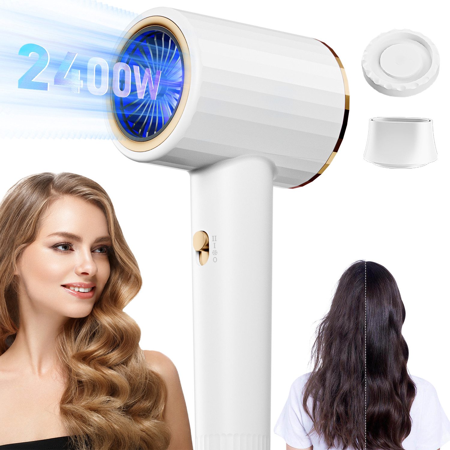 MOPUEA Фены Lonic-Haartrockner,Leistungsstark Föhn Ionen Dry&Style Hairdryer2400 W, 2400W Motor, Ionentechnologie,Überhitzungsschutz für sicheres Trocknen, Schnelle Trocknung, schützt vor Hitzeschäden, reduziert Frizz.