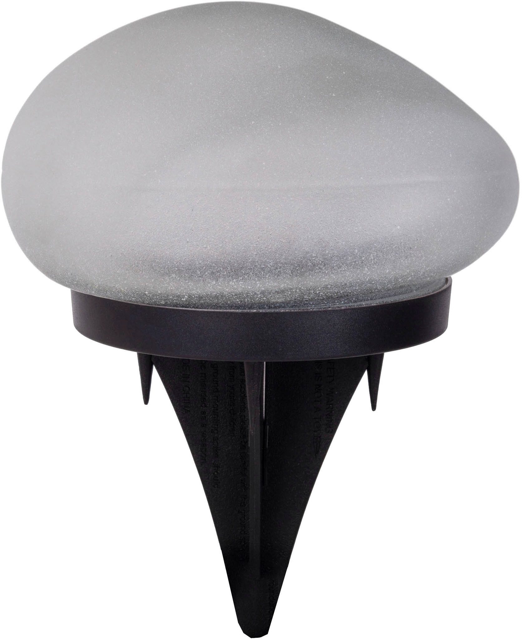 näve LED Solarleuchte Guri, Tageslichtsensor, LED fest integriert, Warmweiß, 2er Set Dekoerdspieß, transparent/schwarz, Glassteinoptik, warmweiß