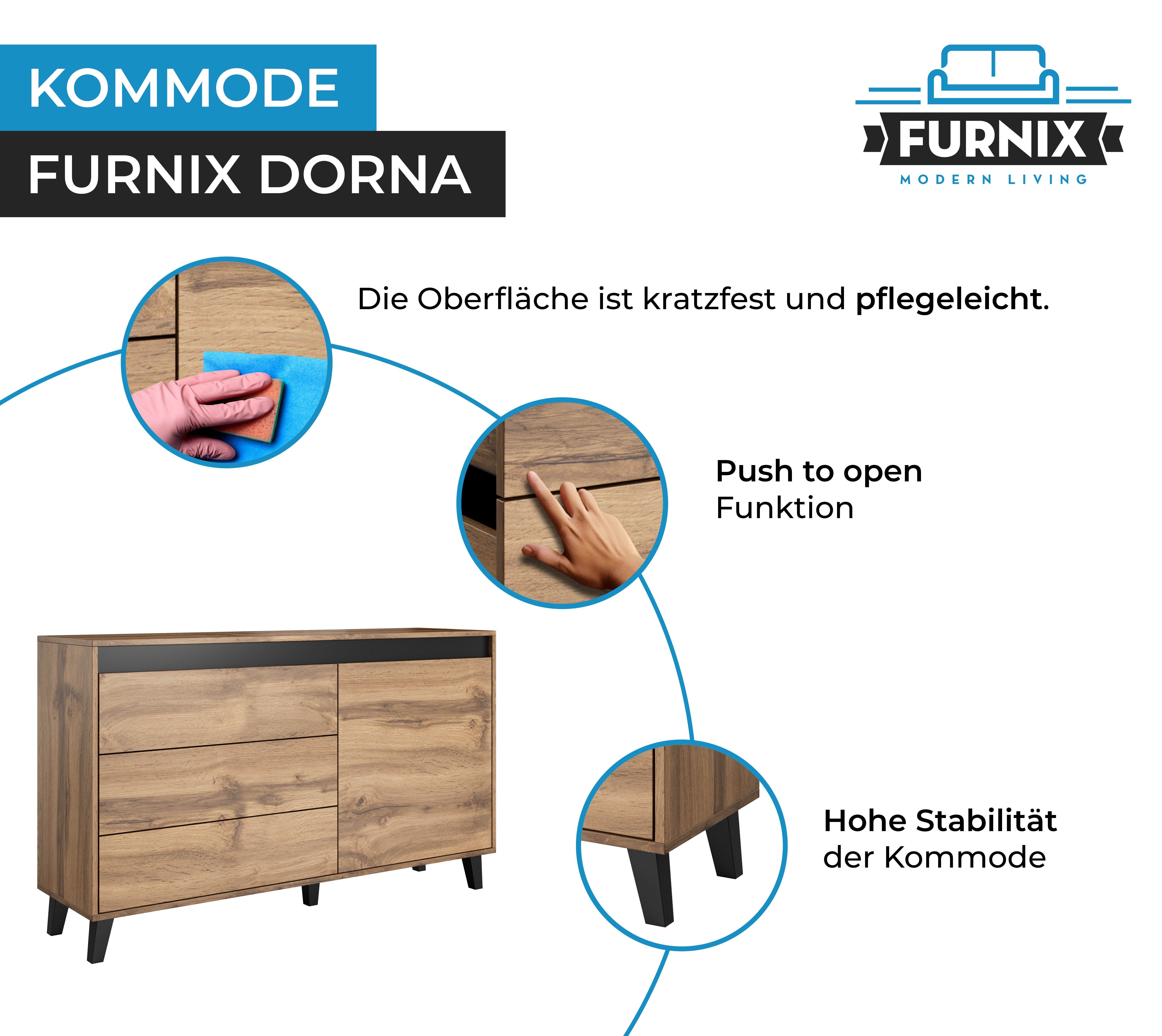 Furnix Sideboard DORNA cm Tür Wotan/Anthrazit, Kommode Schubladen und T38 H83 x mit B138 x Maße