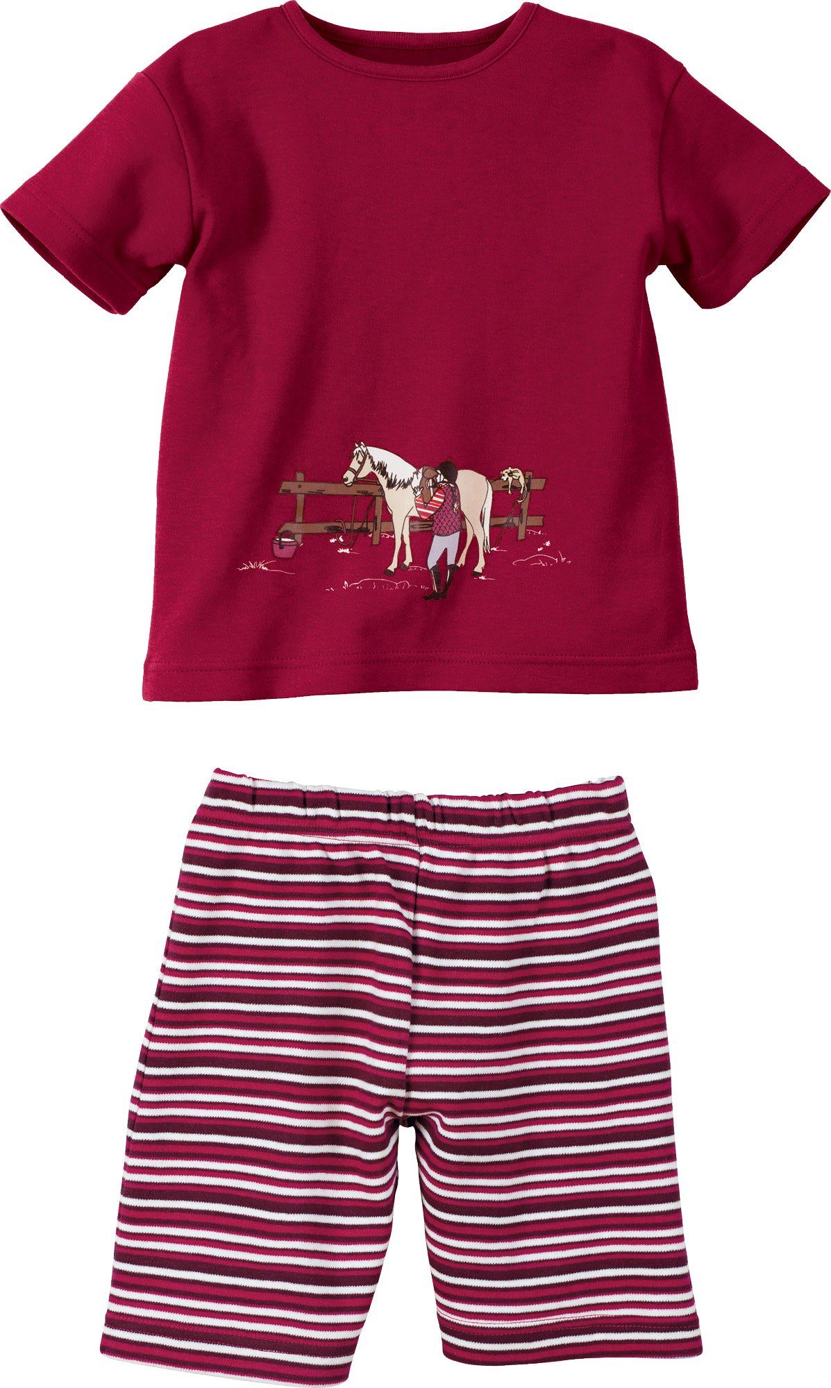 Erwin Müller Pyjama Kinder-Shorty Single-Jersey Streifen: Hose/Tiermotive: Pferd