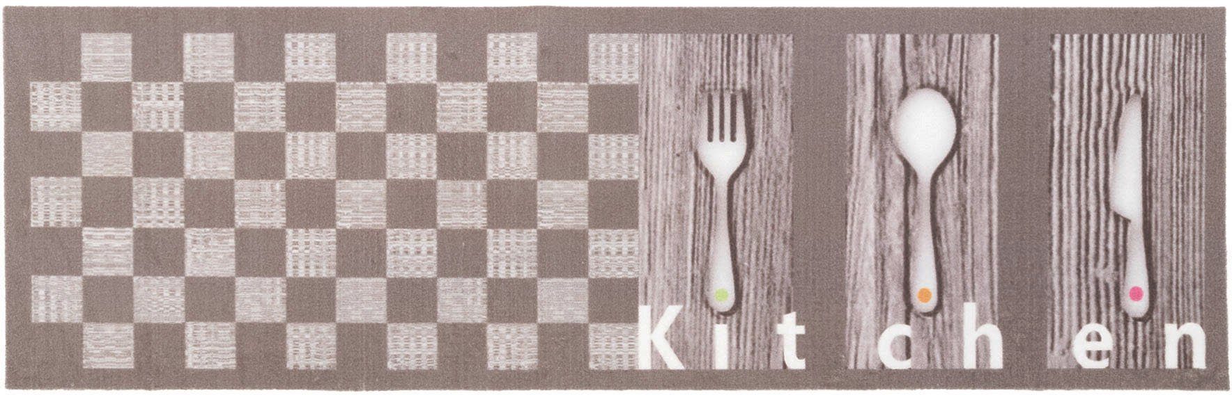 Primaflor-Ideen in Textil Küchenläufer KITCHEN, Made in Belgium, rechteckig, Höhe: 5 mm, mit Schriftzug & Motiv Besteck, rutschhemmend, waschbar, Küche